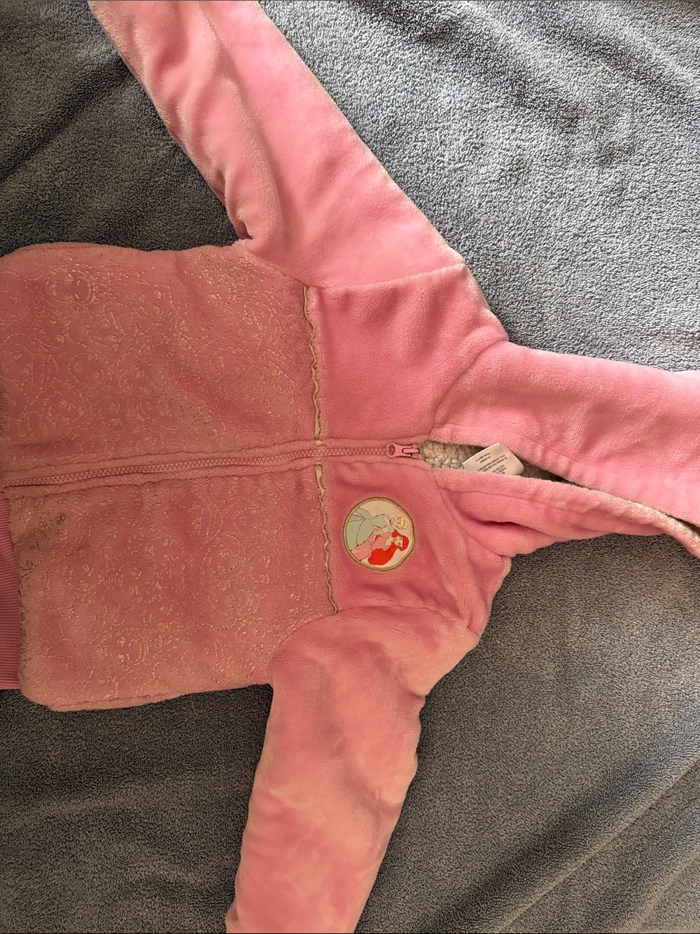 Disney Pink Hooded Puffer Jacket with Ariel Patch